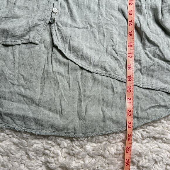 aeom Aqua Lace Trim Button-Up Blouse Sheer Open Back Flowy Bohemian Floral ST14 - Picture 6 of 11